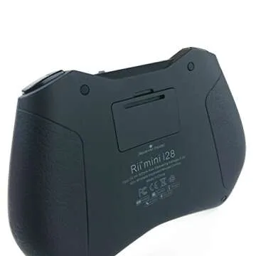 Rii 2.4GHz Mini Wireless Keyboard with Touchpad＆QWERTY Keyboard, Backlit Portable Keyboard Wireless with Remote Control,Built-in Mic and Headphone Port for Online Voice Communication .i28-Black