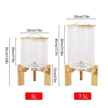 PIOJNYEN Rice Dispenser, Food Storage Containers, Glass Grain Container with Airtight Bamboo Lids & Wooden Stand, Rice Container Cereal Dispenser Bucket for Kitchen Soybean Corn (Style 12)