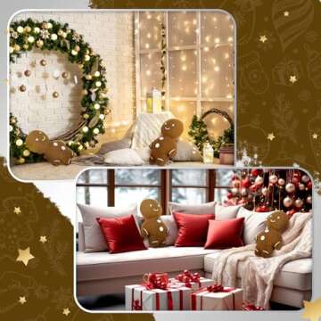 Bencailor 2 Pcs Gingerbread Christmas Pillows Plush Throw Gingerbread Men Pillows Cute Shaped Stuffe...