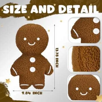 Bencailor 2 Pcs Gingerbread Christmas Pillows Plush Throw Gingerbread Men Pillows Cute Shaped Stuffed Pillows for Xmas Party Outdoor Cushion Decorations(Brown)