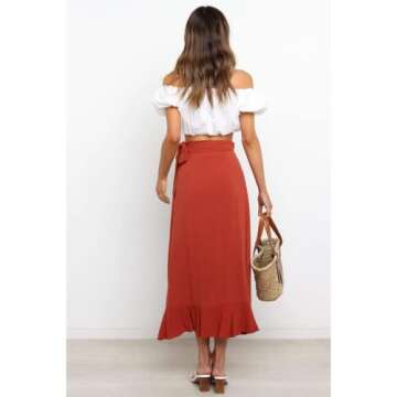 Daysskk Midi Skirts - Flowy Bohemian Ruffle Skirt
