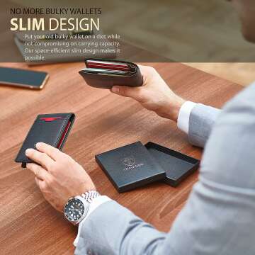 TRAVANDO AUSTIN Slim Wallet RFID Blocking Bifold