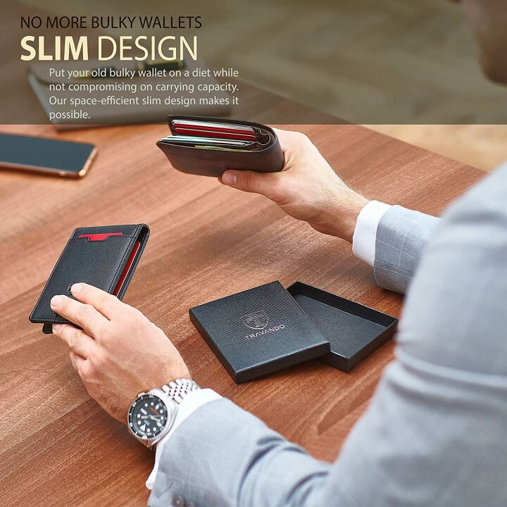 TRAVANDO AUSTIN Slim Wallet RFID Blocking Bifold