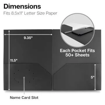 Dunwell Plastic Folders with Pockets (Black, 3 Pack), 2 Pocket Poly Folders for School, Home or Office, Durable Heavy Duty File Folders, Includes Removable Adhesive Labels