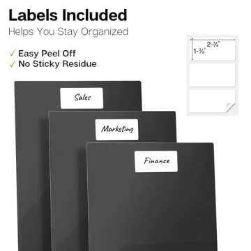 Dunwell Plastic Folders with Pockets (Black, 3 Pack), 2 Pocket Poly Folders for School, Home or Office, Durable Heavy Duty File Folders, Includes Removable Adhesive Labels