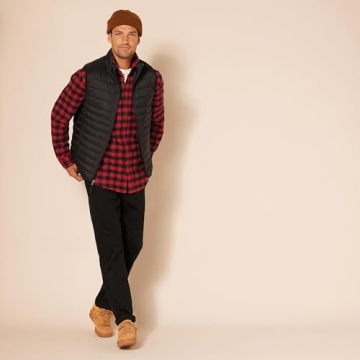 Men's Flannel Shirt - Black Red Buffalo Plaid, X-Small