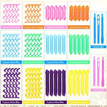 60 Pcs Heatless Wave Curlers Kit for Beautiful Curls