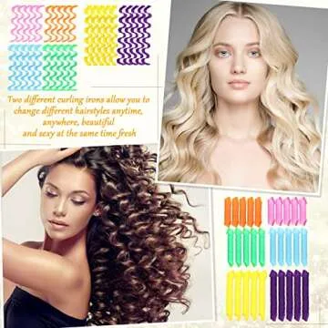 60 Pcs Heatless Wave Curlers for Stunning Hairstyles