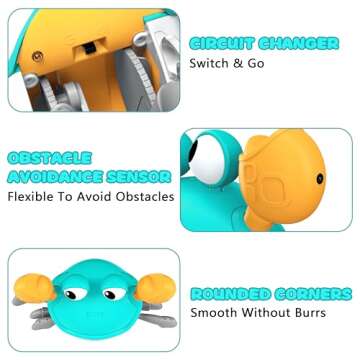 Crawling Crab Toy, Infant Tummy Time Baby Toys, Fun Interactive Dancing Walking Moving Toy Babies Sensory Induction Crabs with Music, Baby Toys 0-6 to 12-18 Months Boys Girls Toddler Birthday Gifts