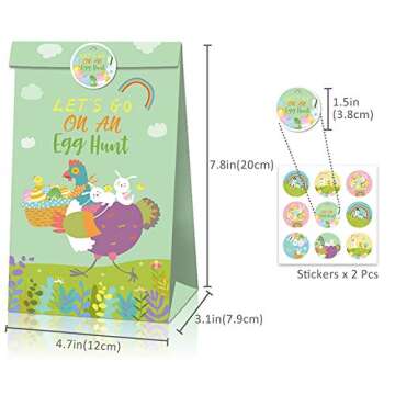 Easter Candy Bags 12pcs Goodie Gift Treat Bags for Easter Themed Party Ideas Kids Birthday Bash Decoration Supplies