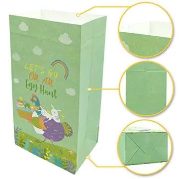 Easter Candy Bags 12pcs Goodie Gift Treat Bags for Easter Themed Party Ideas Kids Birthday Bash Decoration Supplies