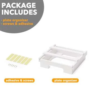 SpaceAid 10-inch Paper Plate Dispenser, Under Cabinet Bamboo Plates Holder, Kitchen Counter Vertical Dipensers Holders Countertop Caddy, White