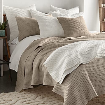 Levtex Home Mills Waffle Quilt Set in Taupe King Size