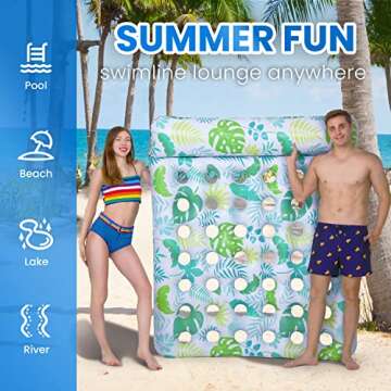 Ocestar Inflatable Pool Float Mat, 72" X 60" Giant Pool Floats Adult Size with Headrest Lake Float Raft Water Lounger, Oversized Floating for Swimming Pool Tanning Pool for Summer Beach (Blue)