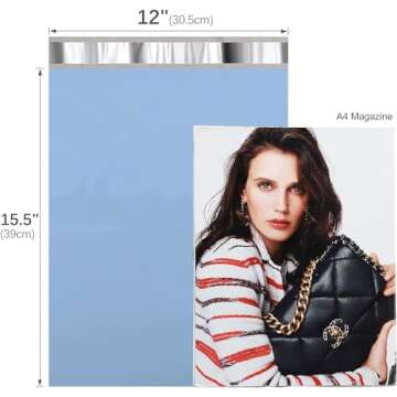 METRONIC Poly Mailers 12x15.5 100 Pack Shipping Bags，Strong Adhesive Mailing Bags, Waterproof and Tear-Proof Multipurpose Envelopes for Clothing, Small Business,Boutique, Postal Bags Blue