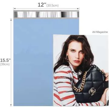 METRONIC Poly Mailers 12x15.5 100 Pack Shipping Bags，Strong Adhesive Mailing Bags, Waterproof and Tear-Proof Multipurpose Envelopes for Clothing, Small Business,Boutique, Postal Bags Blue