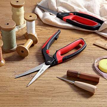 LIVINGO Spring Action Fabric Scissors for Seamless Crafting