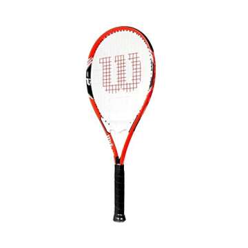 Wilson Federer Adult Recreational Tennis Racket - Grip Size 3 - 4 3/8", Red/White/Black