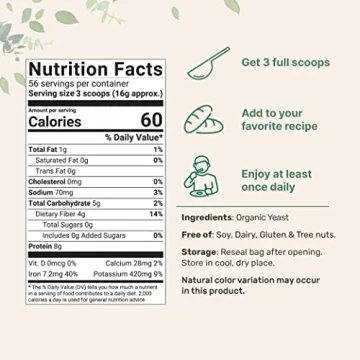 Organic Non-Fortified Nutritional Yeast Flakes, Great Taste and Value