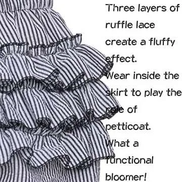 Mikan Tsumiki Bloomers for Women Kawaii Shorts Victorian Pantloons Pumpkin Pants Steampunk Maid Lace Ruffle Shorts Underskirt, Black & White Stripes, M