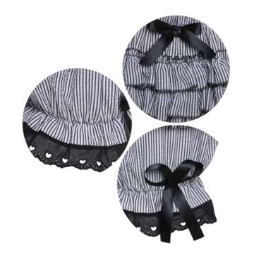 Mikan Tsumiki Bloomers for Women Kawaii Shorts Victorian Pantloons Pumpkin Pants Steampunk Maid Lace Ruffle Shorts Underskirt, Black & White Stripes, M