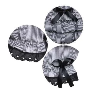 Mikan Tsumiki Bloomers for Women Kawaii Shorts Victorian Pantloons Pumpkin Pants Steampunk Maid Lace Ruffle Shorts Underskirt, Black & White Stripes, M