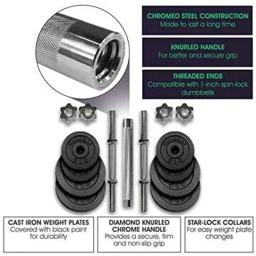 Yes4All Adjustable Dumbbell Set - 40lbs Weight Combo