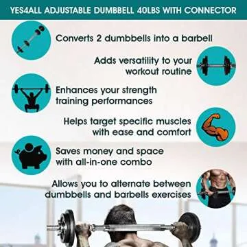 Yes4All Adjustable Dumbbell Set - 40lbs Weight Combo