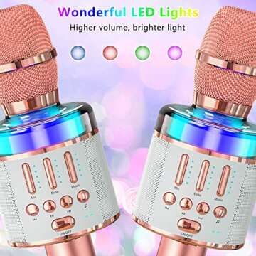 Verkstar Karaoke Microphone, Handheld Bluetooth Wireless Karaoke Microphones for Adults Kids Portable Singing Speaker Mic with Colorful LED Lights for Christmas Birthday Gifts