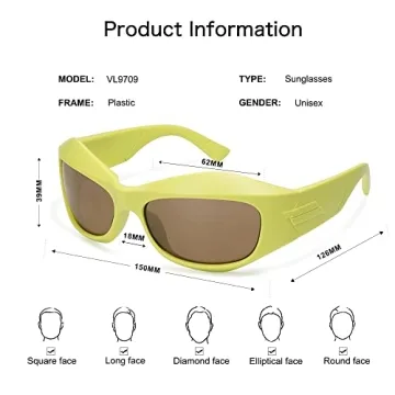 VANLINKER Wrap Around Sunglasses Y2K Oversized Trendy Shades
