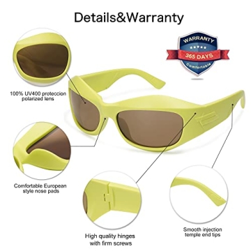 VANLINKER Wrap Around Sunglasses Y2K Oversized Trendy Shades