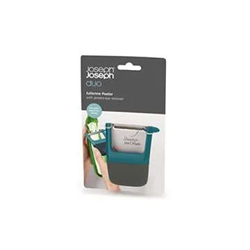 Joseph Joseph Duo Easy-Grip Julienne Peeler, Vegetable Kitchen Peeler and Potato-Eye Remover, Dark O...