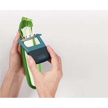 Joseph Joseph Duo Easy-Grip Julienne Peeler, Vegetable Kitchen Peeler and Potato-Eye Remover, Dark Opal