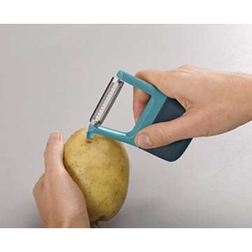 Joseph Joseph Duo Easy-Grip Julienne Peeler, Vegetable Kitchen Peeler and Potato-Eye Remover, Dark Opal