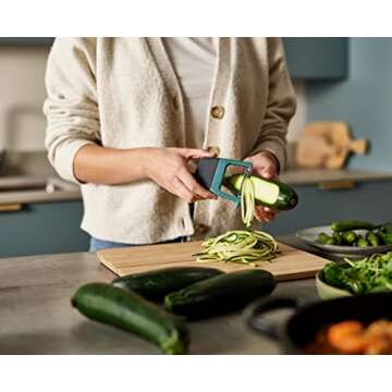Joseph Joseph Duo Easy-Grip Julienne Peeler, Vegetable Kitchen Peeler and Potato-Eye Remover, Dark Opal
