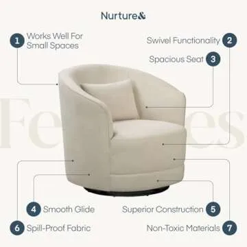 Nurture& The Swivel Premium Glider Swivel Chair for Nursery or Living Room Stain-Resistant Performance Fabric (Ivory)