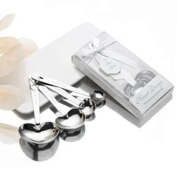 40 Packs Love Heart Shape Design Measuring Spoons Set for Bridal Shower Party or Wedding Favors,Gifts or Souvenirs to Guests with Handmade Gift Boxes,Christmas/Holiday Party Decor