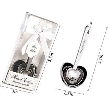 40 Packs Love Heart Shape Design Measuring Spoons Set for Bridal Shower Party or Wedding Favors,Gifts or Souvenirs to Guests with Handmade Gift Boxes,Christmas/Holiday Party Decor