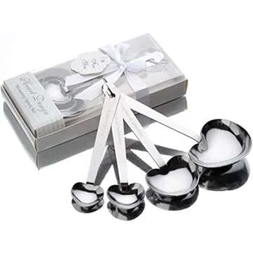 40 Packs Love Heart Shape Design Measuring Spoons Set for Bridal Shower Party or Wedding Favors,Gifts or Souvenirs to Guests with Handmade Gift Boxes,Christmas/Holiday Party Decor
