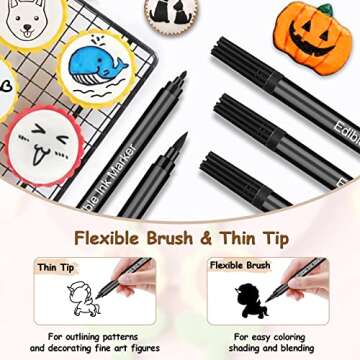 5Pcs Double Sided Edible Food Coloring Pens for Decor