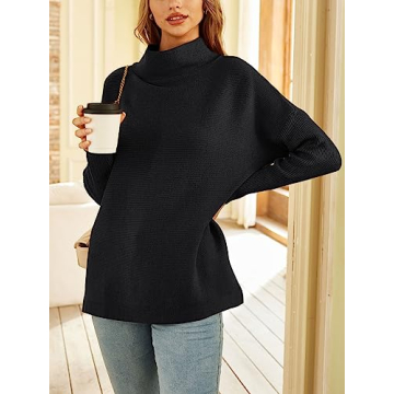 LILLUSORY Women's Mock Turtleneck Sweater Cozy Oversized Pullover