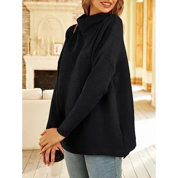 LILLUSORY Women's Mock Turtleneck Sweater Cozy Oversized Pullover