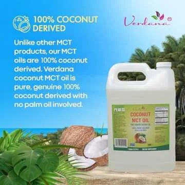 Verdana MCT Oil, Fractionated, 100% from Coconut - 1 Gallon - Kosher Food Grade, Vegan, Non-GMO - Great for Keto and Paleo Diet, Oil Pulling Oral Rinse Mouthwash (128 Fl Oz)…