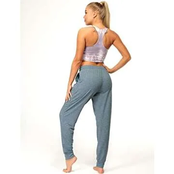 icyzone Women's Active Joggers Sweatpants - Athletic Yoga Lounge Pants with Pockets (L, Marine Blue)