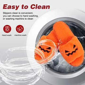 Sanfiago Fuzzy Slippers Women Furry Ghost Face Orange Fur Shoes Memory Foam Open Toe Non-slip Rubber Sole Home Indoor Halloween Gifts for Girls Lady