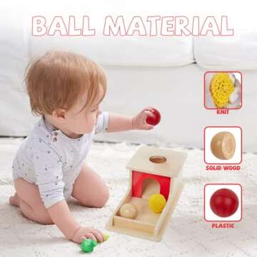 Adena Montessori Wooden Toy for 6-12 Month Baby 3 Balls,Sorting and Stacking Colorful Learning Educa...