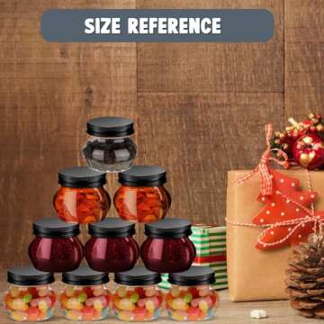 48 Pcs 4 oz Clear Plastic Jars with Lids Wide Mouth Mason Canning Jars Mini Storage Containers Bulk for Herb Jelly Wedding Favors Shower Party Favors (Black)