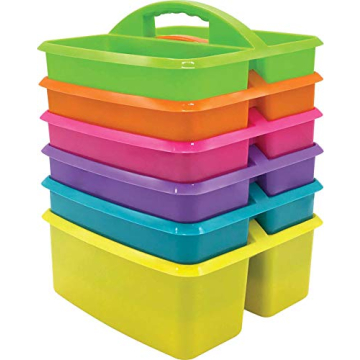Teacher Created Resources Assorted Bright Colors Portable Plastic Storage Caddy 6-Pack for Classroom...
