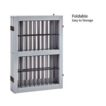 unipaws 132" Extra Wide Dog Gate and Pet Playpen, Free Standing Tall Dog Fence with Walk Through Door, Dog Barriers for Home, Use as Indoor Dogs Cats Pen, Rabbit Pen, Grey