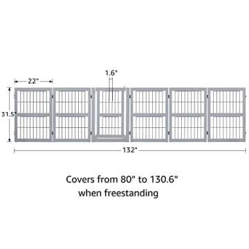 unipaws 132" Extra Wide Dog Gate and Pet Playpen, Free Standing Tall Dog Fence with Walk Through Door, Dog Barriers for Home, Use as Indoor Dogs Cats Pen, Rabbit Pen, Grey